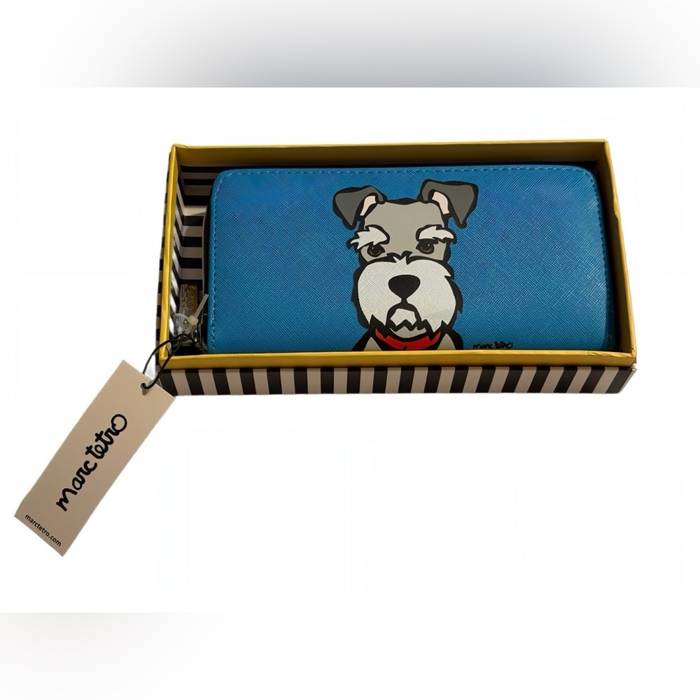 Marc Tetro Schnauzer Blue Zip Around Wallet NWT